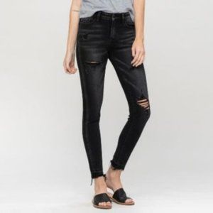 Vervet Mid Rise Skinny with Released Hem in Black 28
